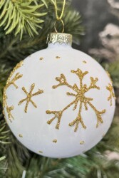 Beysüs Yılbaşı Çam Ağacı Süsü Parlak Özel Kar Tanesi Holiday Cici Top 8cm 3'lü - 3