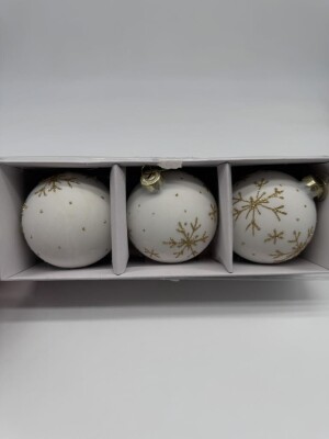 Beysüs Yılbaşı Çam Ağacı Süsü Parlak Özel Kar Tanesi Holiday Cici Top 8cm 3'lü - 4