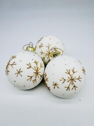 Beysüs Yılbaşı Çam Ağacı Süsü Parlak Özel Kar Tanesi Holiday Cici Top 8cm 3'lü - 5