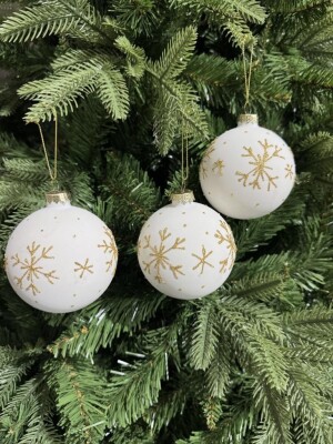 Beysüs Yılbaşı Çam Ağacı Süsü Parlak Özel Kar Tanesi Holiday Cici Top 8cm 3'lü - 6