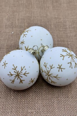 Beysüs Yılbaşı Çam Ağacı Süsü Parlak Özel Kar Tanesi Holiday Cici Top 8cm 3'lü - 7