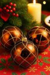 Beysüs Yılbaşı Çam Ağacı Süsü Parlak Özel Karamel Holiday Cici Top 8cm 3'lü - 2