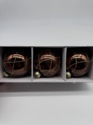 Beysüs Yılbaşı Çam Ağacı Süsü Parlak Özel Karamel Holiday Cici Top 8cm 3'lü - 4