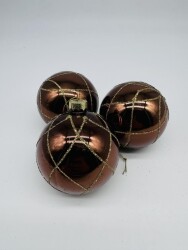 Beysüs Yılbaşı Çam Ağacı Süsü Parlak Özel Karamel Holiday Cici Top 8cm 3'lü - 5