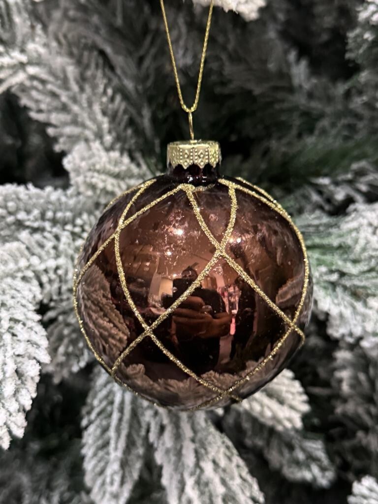 Beysüs Yılbaşı Çam Ağacı Süsü Parlak Özel Karamel Holiday Cici Top 8cm 3'lü - 6