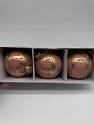 Beysüs Yılbaşı Çam Ağacı Süsü Parlak Özel Altın Çizgili Holiday Cici Top 8cm 3'lü - 4