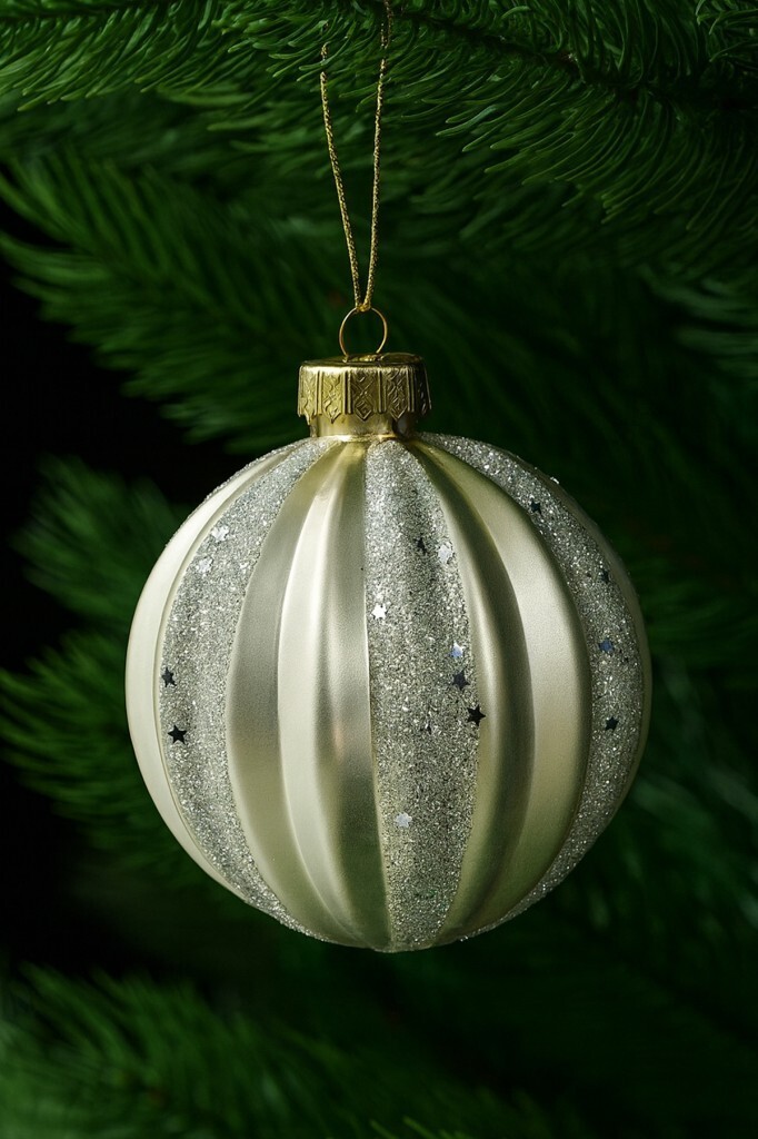 Beysüs Yılbaşı Çam Ağacı Süsü Parlak Özel Yakamoz Gold Holiday Cici Top 8cm 3'lü - 2