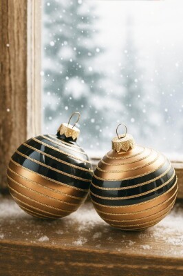 Beysüs Yılbaşı Çam Ağacı Süsü Parlak Özel Zebra Desenli Holiday Cici Top 8cm 3'lü - 1