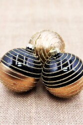 Beysüs Yılbaşı Çam Ağacı Süsü Parlak Özel Zebra Desenli Holiday Cici Top 8cm 3'lü - 3