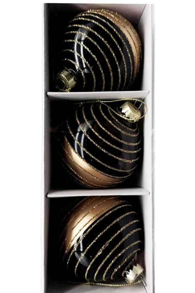 Beysüs Yılbaşı Çam Ağacı Süsü Parlak Özel Zebra Desenli Holiday Cici Top 8cm 3'lü - 4