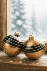Beysüs Yılbaşı Çam Ağacı Süsü Parlak Özel Zebra Desenli Holiday Cici Top 8cm 3'lü - Beysüs