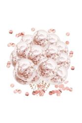 Rose Gold Konfetili Şeffaf Balon Seti - Beysus