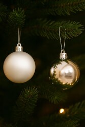 Yılbaşı Gümüş Parlak Mat Top Ağaç Süsü 6cm 6 lı - 3