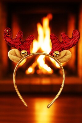 Beysüs Yılbaşı Tacı Kırmızı Geyikli Yeni Yıl Taçı Unisex Taç - 3