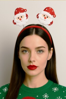 Beysüs Yılbaşı Tacı Kırmızı Noel Baba Yeni Yıl Taçı Sallanan Taç Unisex Taç - 1