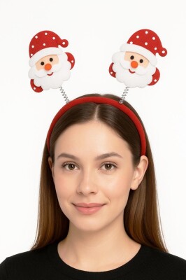 Beysüs Yılbaşı Tacı Kırmızı Noel Baba Yeni Yıl Taçı Sallanan Taç Unisex Taç - 3