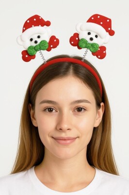 Beysüs Yılbaşı Tacı Kırmızı Sevimli Ayı Yeni Yıl Taçı Sallanan Taç Unisex Taç - 1