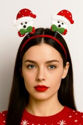 Beysüs Yılbaşı Tacı Kırmızı Sevimli Ayı Yeni Yıl Taçı Sallanan Taç Unisex Taç - 2