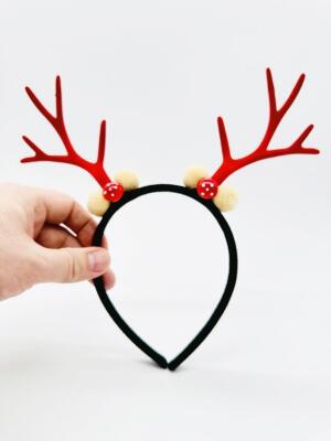 Beysüs Yılbaşı Tacı Kırmızı Slim Geyik Boynuz Yeni Yıl Taçı Unisex Taç - 4